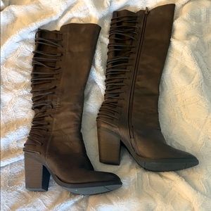 Knee High Zip Up Boots with High Heel